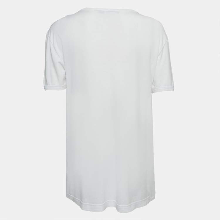 Pre Owned Dolce & Gabbana White Logo Print Cotton Jersey T-Shirt S