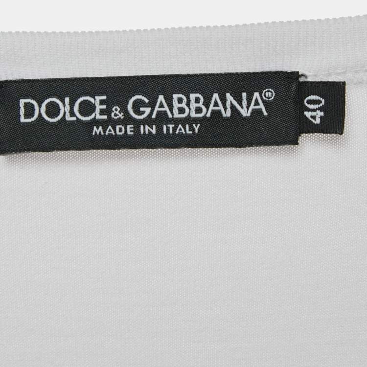 Pre Owned Dolce & Gabbana White Logo Print Cotton Jersey T-Shirt S
