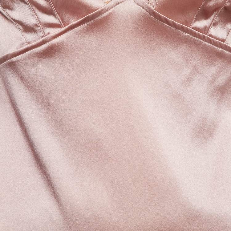 مملوكة مسبقًا Dolce & Gabbana Pink Lace Trim Stretch Satin Camisole Top M