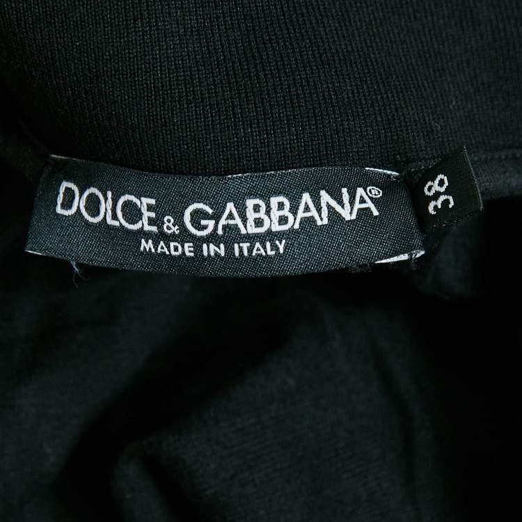 Pre Owned Dolce & Gabbana Black DG Debossed Cotton Knit Bomber Jacket S