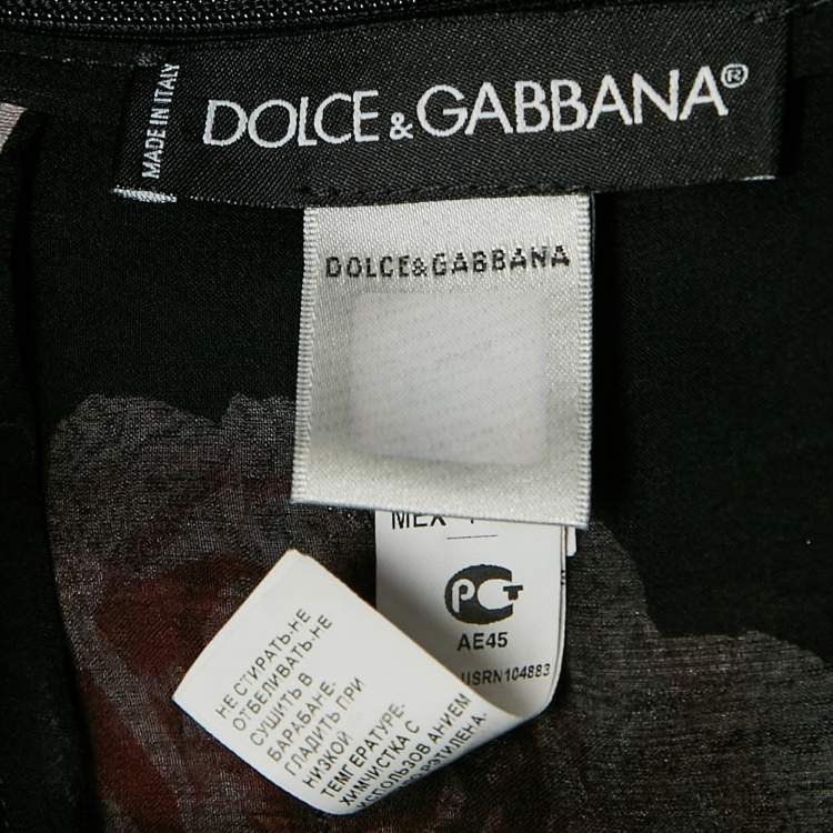 Pre Owned Dolce & Gabbana Black Floral Print Silk Lace Trim Sheer Intimate Dress XS