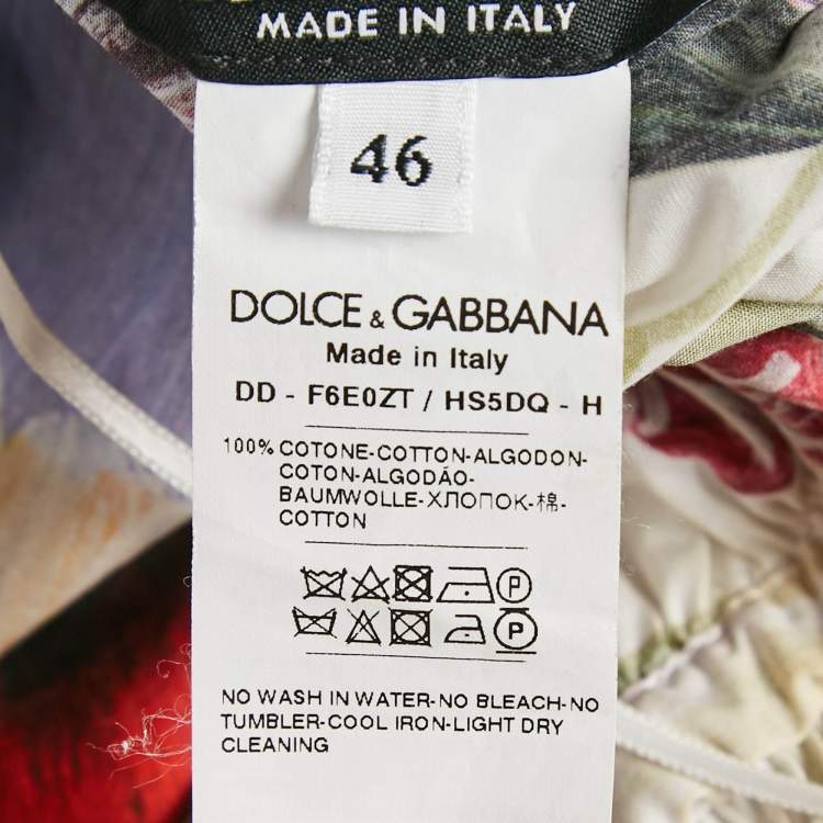 Pre Owned Dolce & Gabbana White Floral Print Cotton Off-Shoulder Mini Dress L