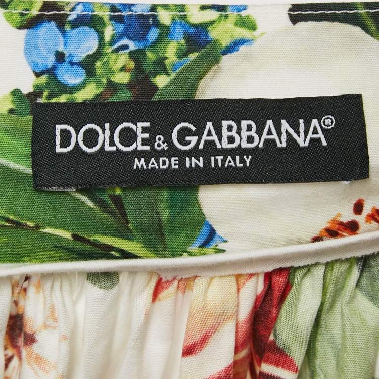 Pre Owned Dolce & Gabbana Multicolor Floral Print Tiered Knee Length Skirt L