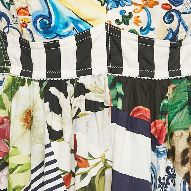 Pre Owned Dolce & Gabbana Multicolor Printed Cotton Mini Dress L