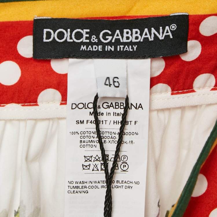 Pre Owned Dolce & Gabbana White Vegetable Print Tiered Mini Skirt L