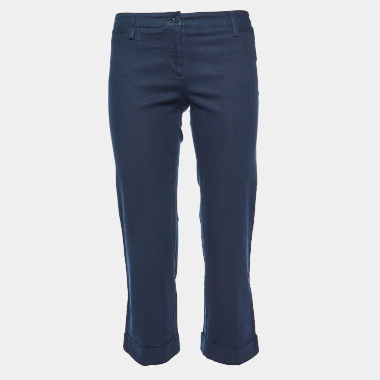 Pre Owned Dolce & Gabbana Navy Blue Cotton Capri Pants M