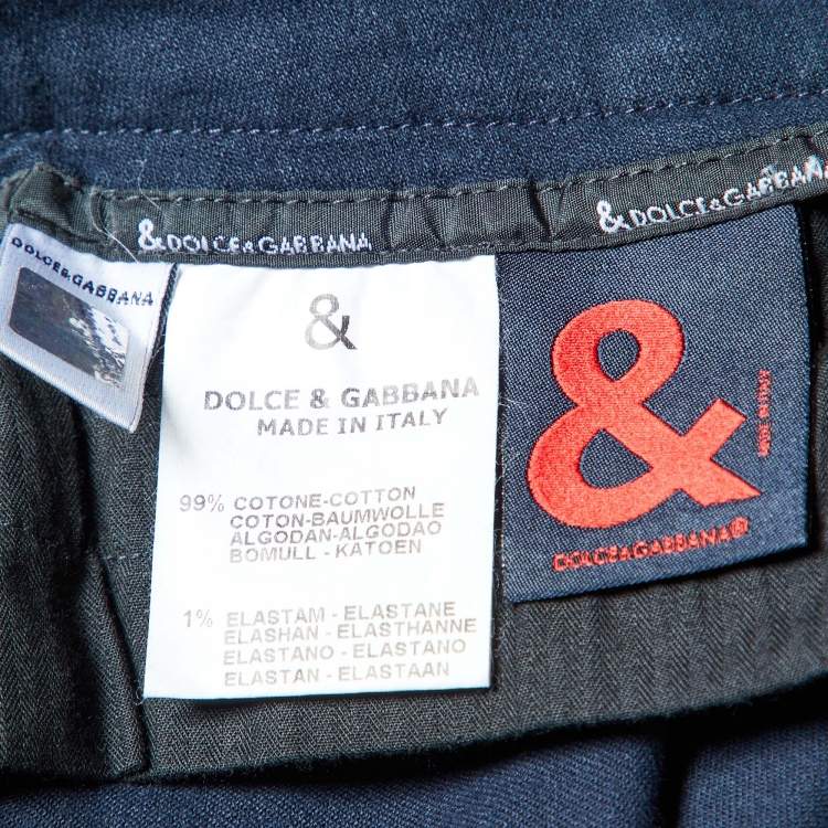 Pre Owned Dolce & Gabbana Navy Blue Cotton Capri Pants M