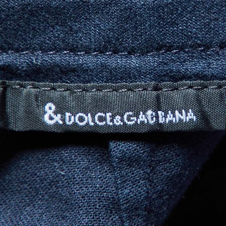 Pre Owned Dolce & Gabbana Navy Blue Cotton Capri Pants M