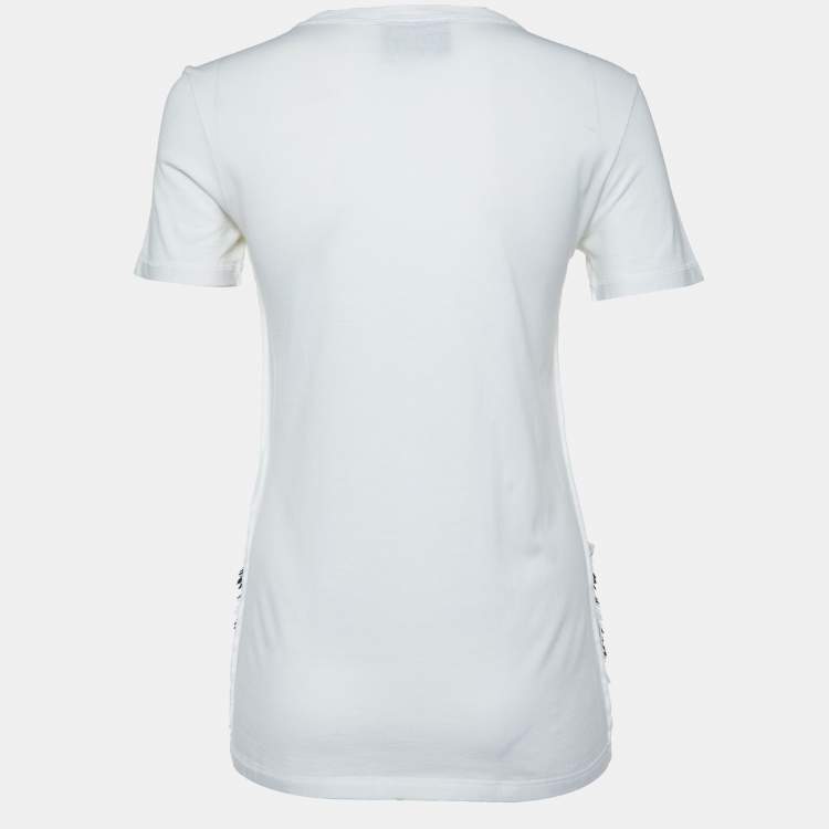 Pre Owned Dolce & Gabbana White Cotton Tweed Trimmed T-Shirt S