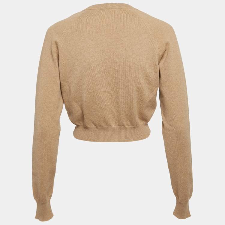 Pre Owned Dolce & Gabbana Camel Brown Cashmere Knit Crop Cardigan M