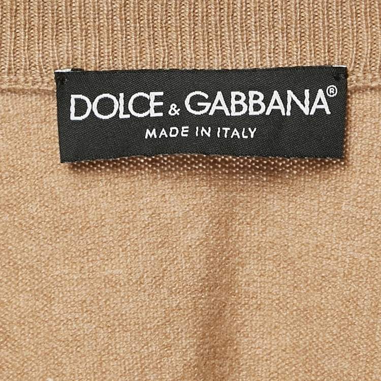 Pre Owned Dolce & Gabbana Camel Brown Cashmere Knit Crop Cardigan M