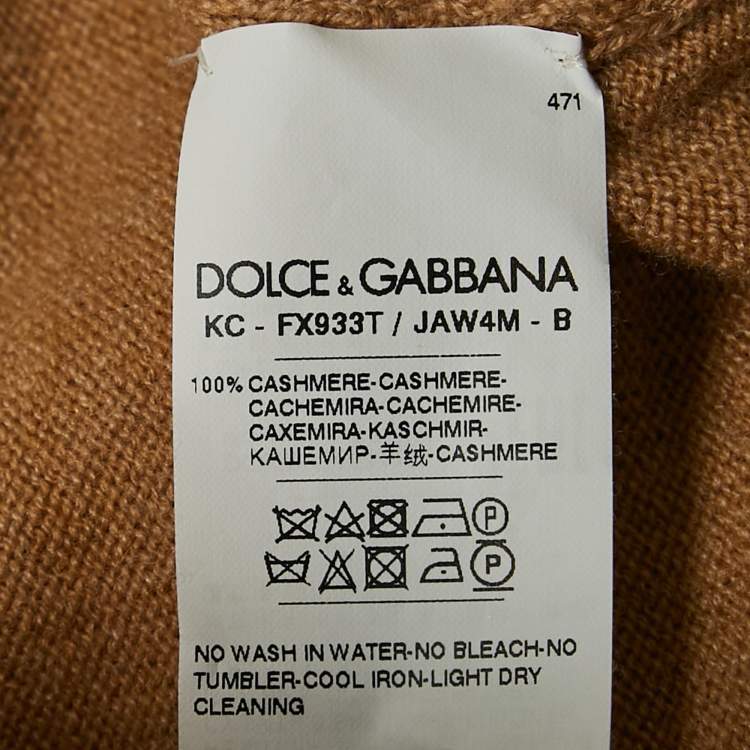 Pre Owned Dolce & Gabbana Camel Brown Cashmere Knit Crop Cardigan M
