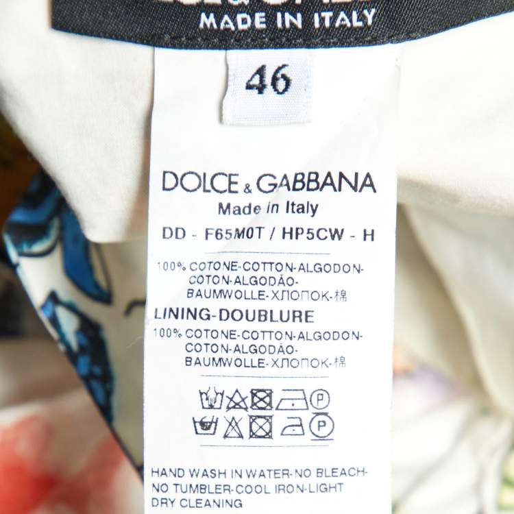 Pre Owned Dolce & Gabbana Multicolor Floral Print Cotton Pleated Midi Dress L