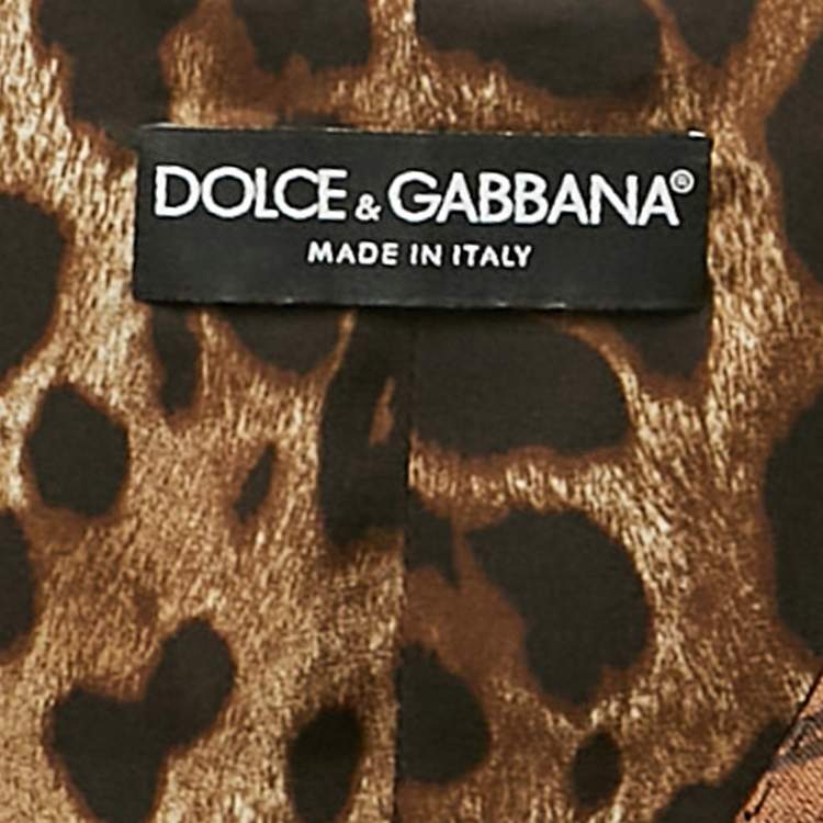 Pre Owned Dolce & Gabbana Brown Printed satin and Jacquard Patchwork Waist Coat M