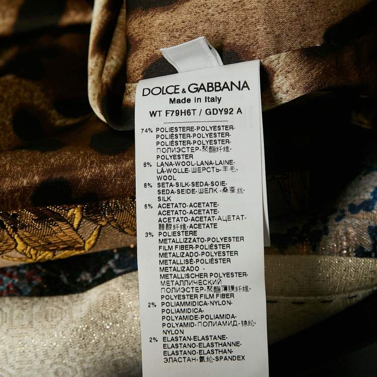 Pre Owned Dolce & Gabbana Brown Printed satin and Jacquard Patchwork Waist Coat M