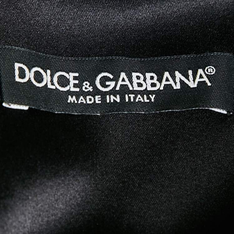 Pre Owned Dolce & Gabbana Black Floral Print Crepe Midi Dress XS