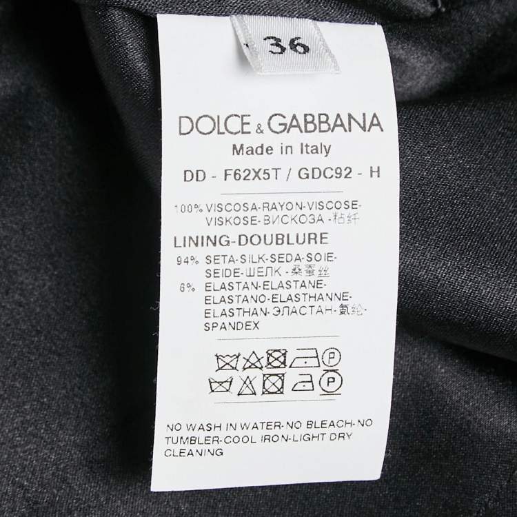 Pre Owned Dolce & Gabbana Black Floral Print Crepe Midi Dress XS