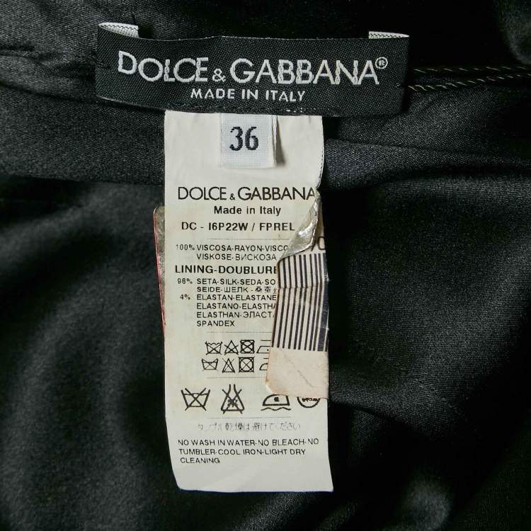 Pre Owned Dolce & Gabbana Black Floral Print Crepe Long Sleeve Maxi Dress XS