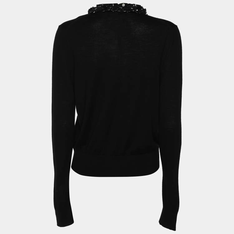 Pre Owned Dolce & Gabbana Black Wool/Silk Sweaters Cardigan M