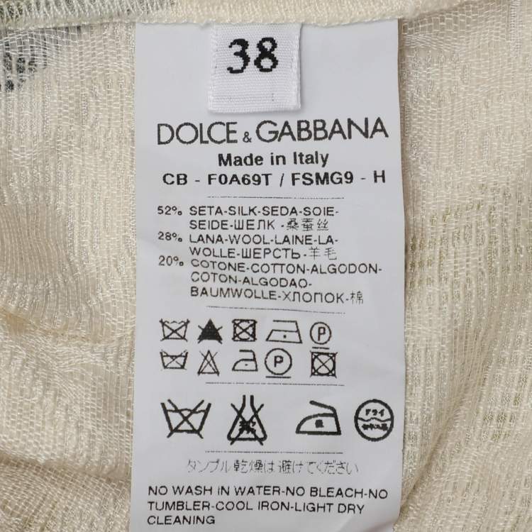 Pre Owned Dolce & Gabbana Light Cream Floral Printed Silk Jacquard Button Front Jacket S