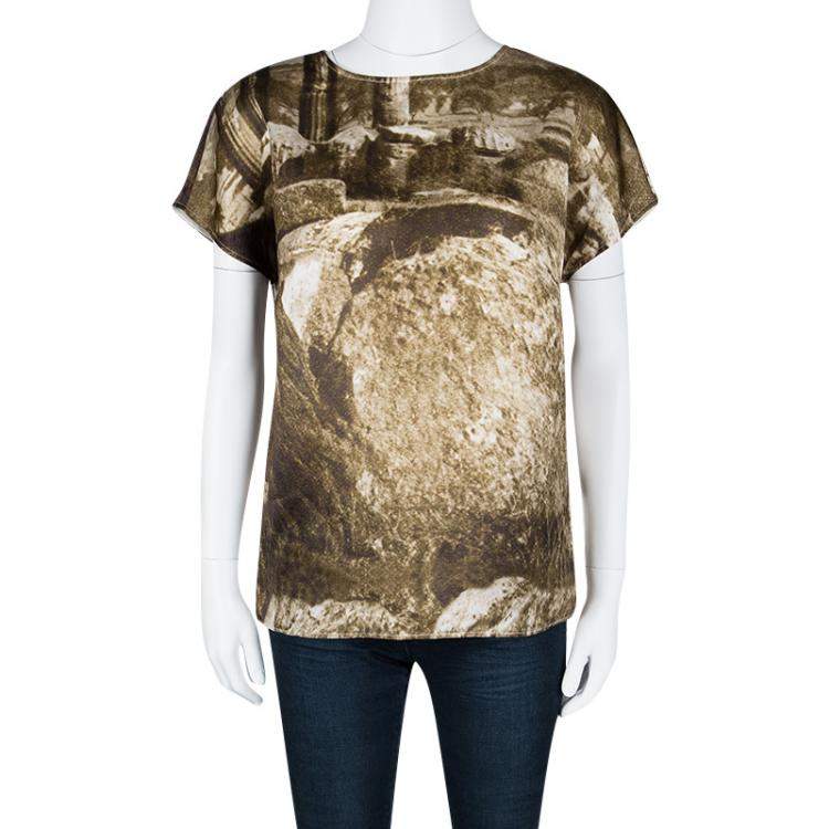 Pre Owned Dolce & Gabbana Spring'14 Digital Greek Temple Print Silk Top L