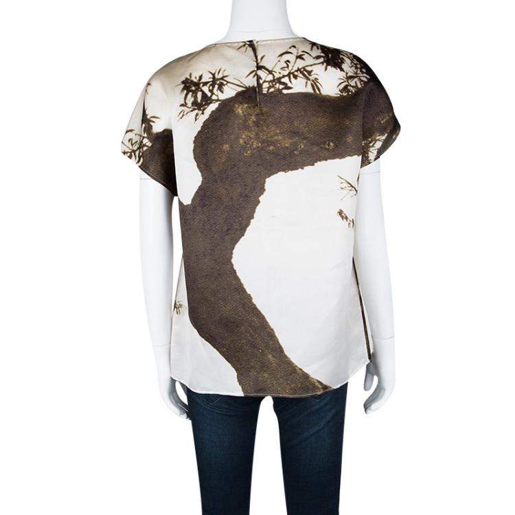 Pre Owned Dolce & Gabbana Spring'14 Digital Greek Temple Print Silk Top L