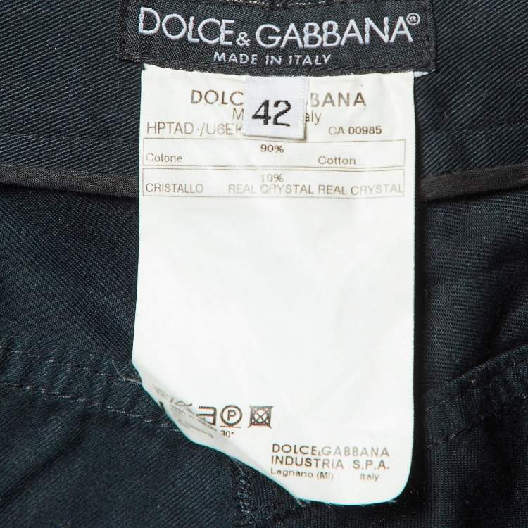 Pre Owned Dolce & Gabbana Black Crystal Embellished Capri Pants M