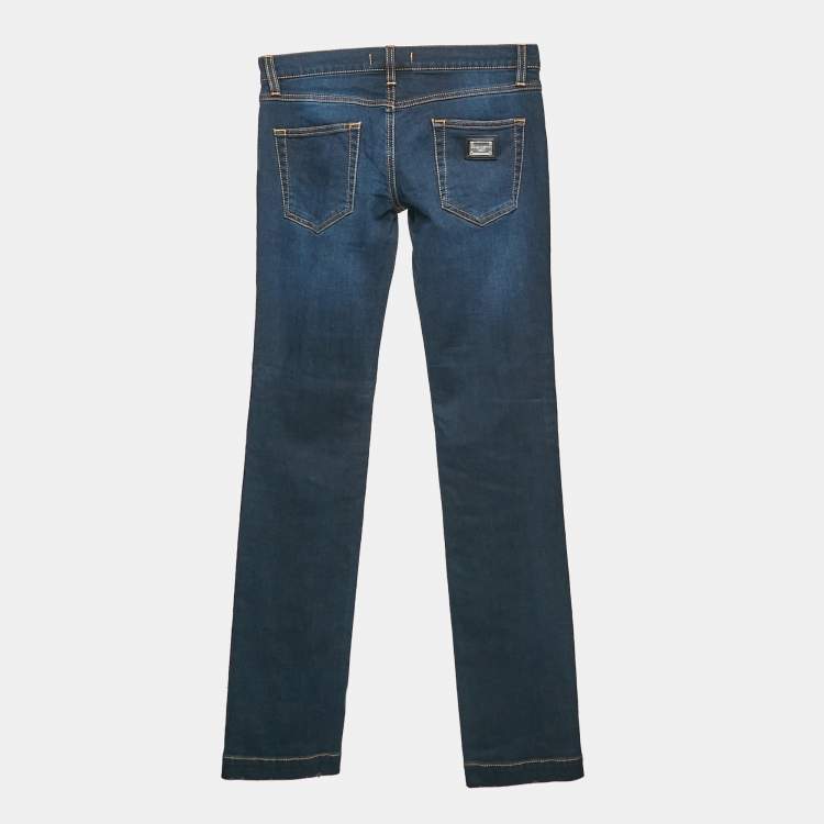 Pre Owned Dolce & Gabbana Blue Faded Denim Girly Jeans S Waist 28"