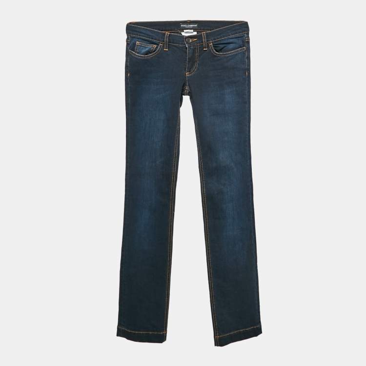 Pre Owned Dolce & Gabbana Blue Faded Denim Girly Jeans S Waist 28"
