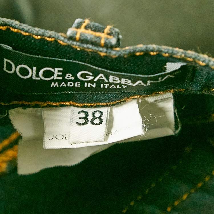 Pre Owned Dolce & Gabbana Blue Faded Denim Girly Jeans S Waist 28"