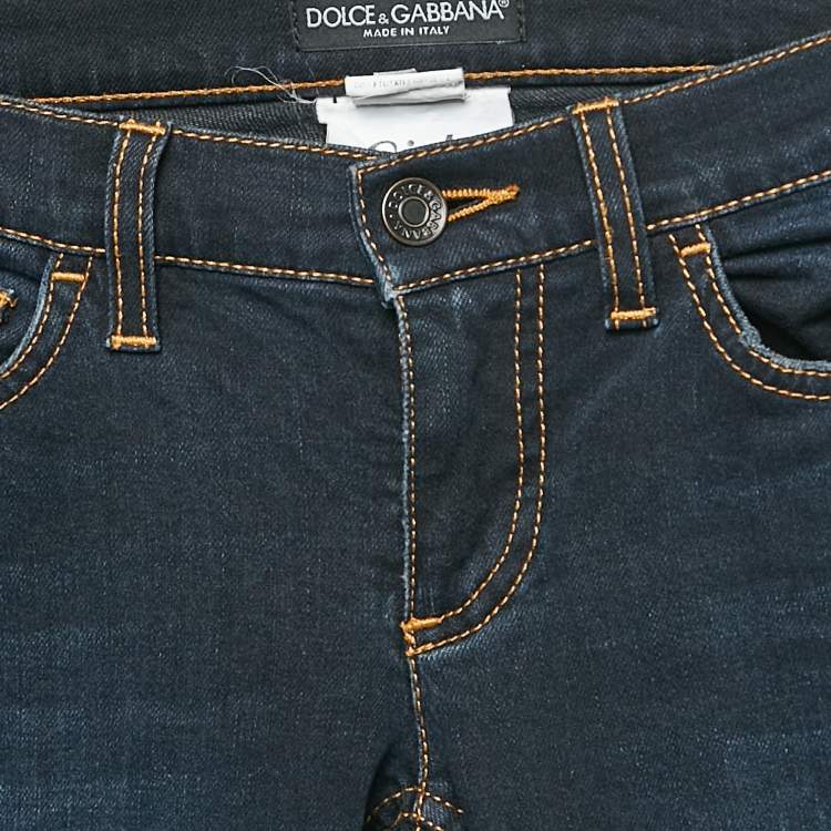 Pre Owned Dolce & Gabbana Blue Faded Denim Girly Jeans S Waist 28"