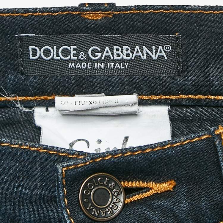 Pre Owned Dolce & Gabbana Blue Faded Denim Girly Jeans S Waist 28"