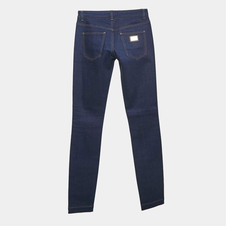 مملوكة مسبقًا Dolce & Gabbana Navy Blue Denim Skinny Jeans S Waist 28"