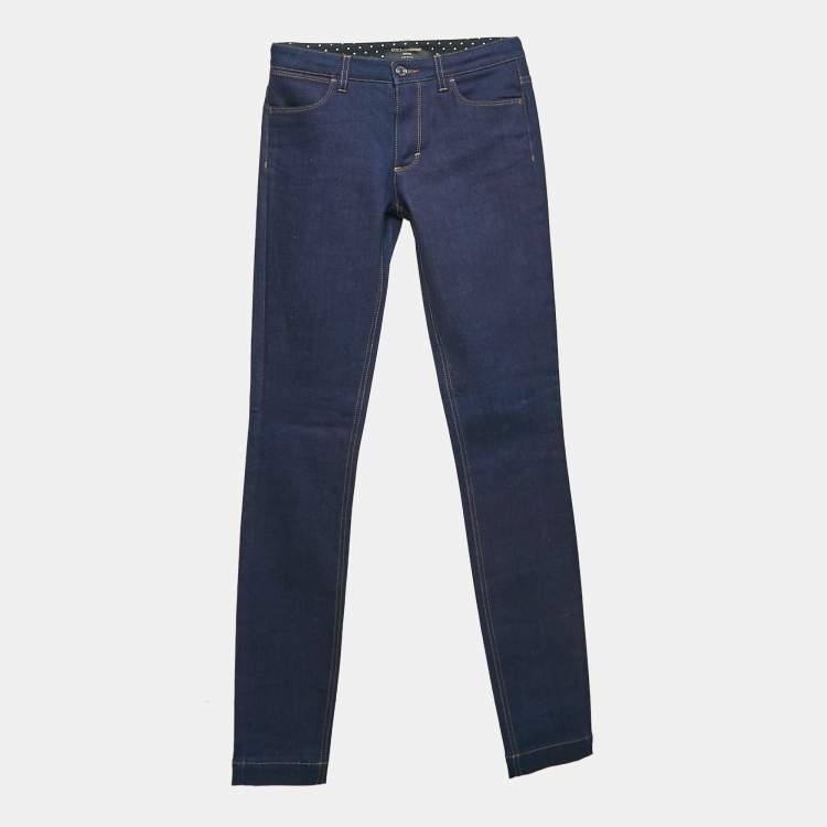 مملوكة مسبقًا Dolce & Gabbana Navy Blue Denim Skinny Jeans S Waist 28"