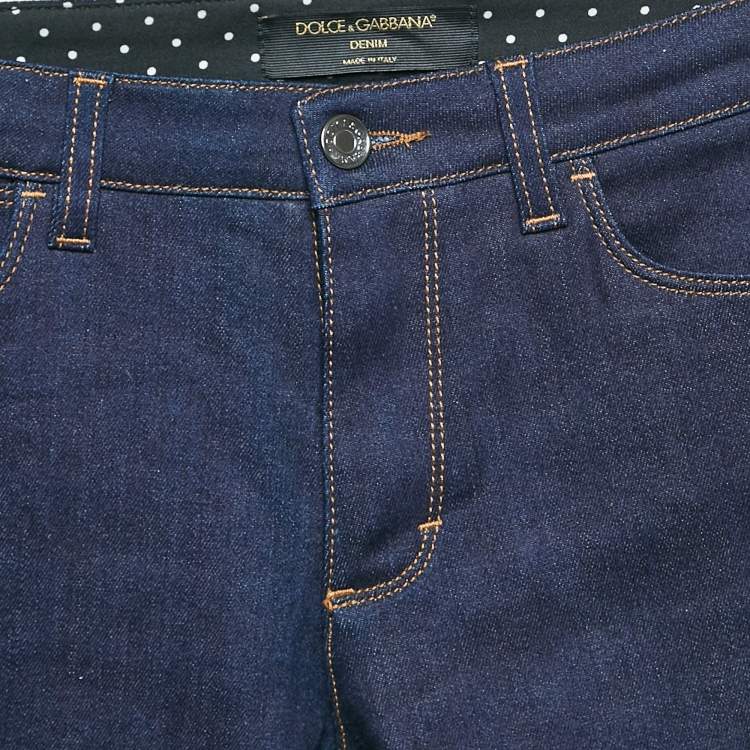 مملوكة مسبقًا Dolce & Gabbana Navy Blue Denim Skinny Jeans S Waist 28"