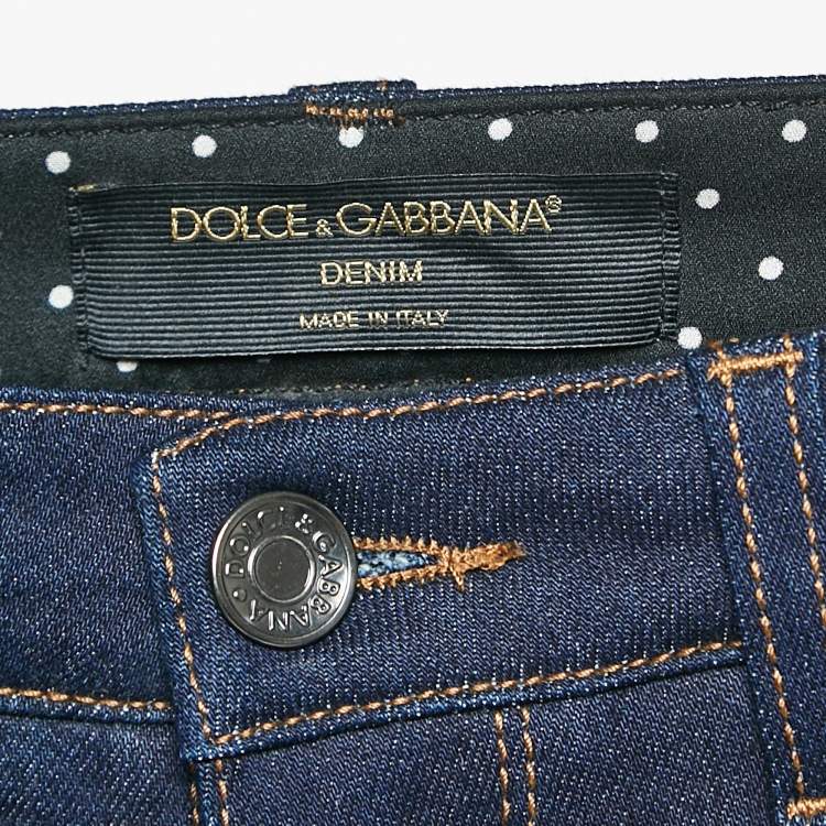 مملوكة مسبقًا Dolce & Gabbana Navy Blue Denim Skinny Jeans S Waist 28"