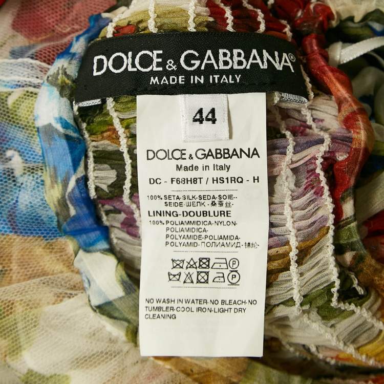 مملوكة مسبقًا Dolce & Gabbana Multicolor Floral Print Silk Tiered Maxi Dress M