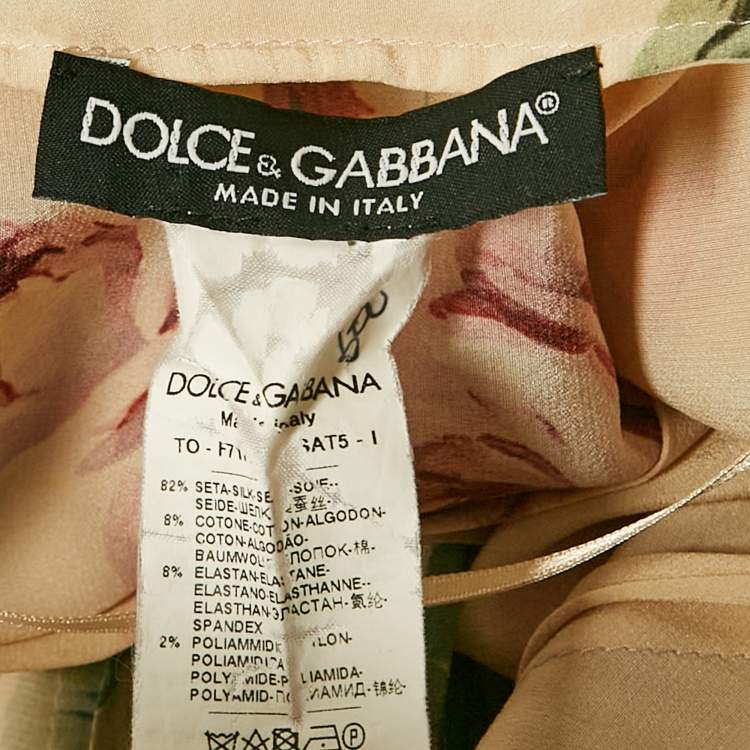 Pre Owned Dolce & Gabbana Pink Floral Print Silk and Lace Trim Cami Top L