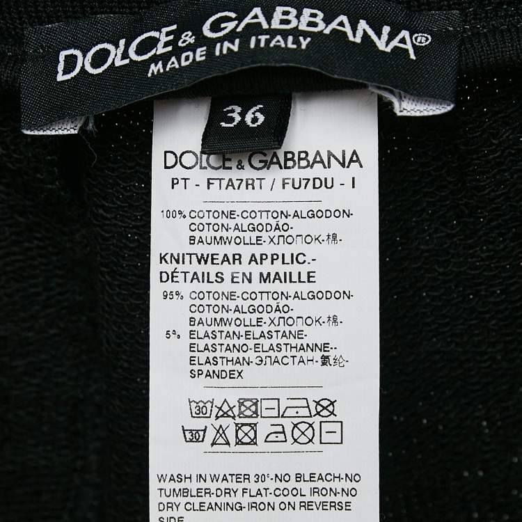 Pre Owned Dolce & Gabbana Black Logo Band Jersey Drawstring Sweatpants XS