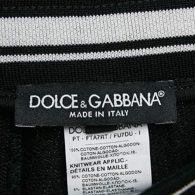 Pre Owned Dolce & Gabbana Black Logo Band Jersey Drawstring Sweatpants XS