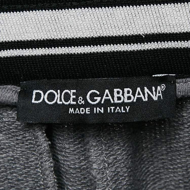 مملوكة مسبقًا Dolce & Gabbana Grey Logo Band Jersey Drawstring Crop Sweatpants S