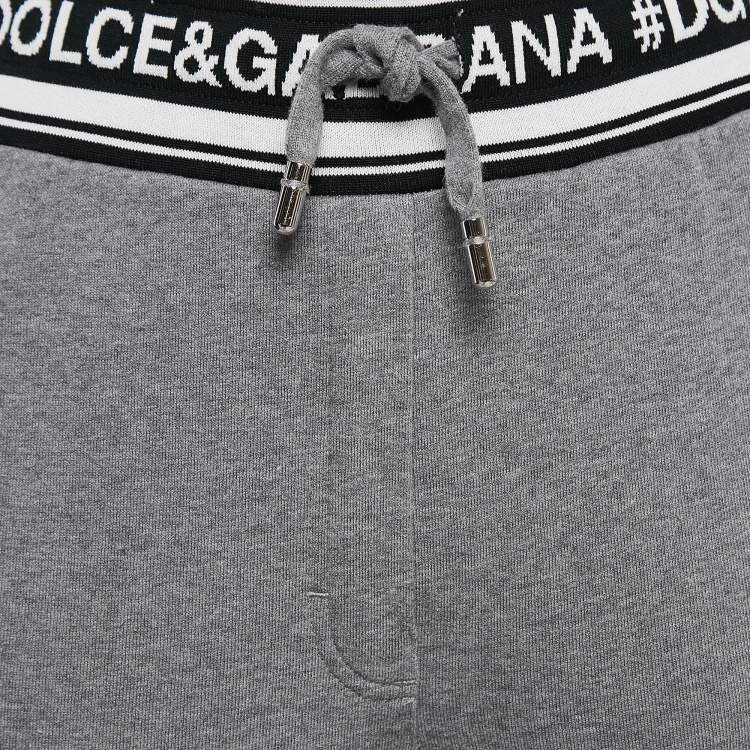 مملوكة مسبقًا Dolce & Gabbana Grey Logo Band Jersey Drawstring Crop Sweatpants S