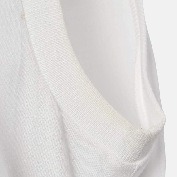 Pre Owned Dolce & Gabbana White Crystal Embellished Jersey Tank Top S