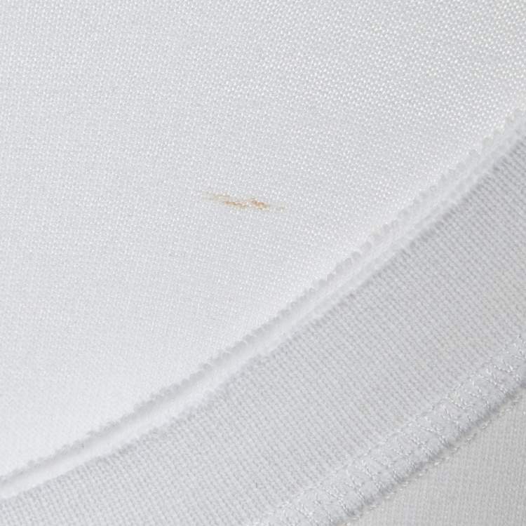 Pre Owned Dolce & Gabbana White Logo Print Cotton Patchwork Detail T-Shirt S