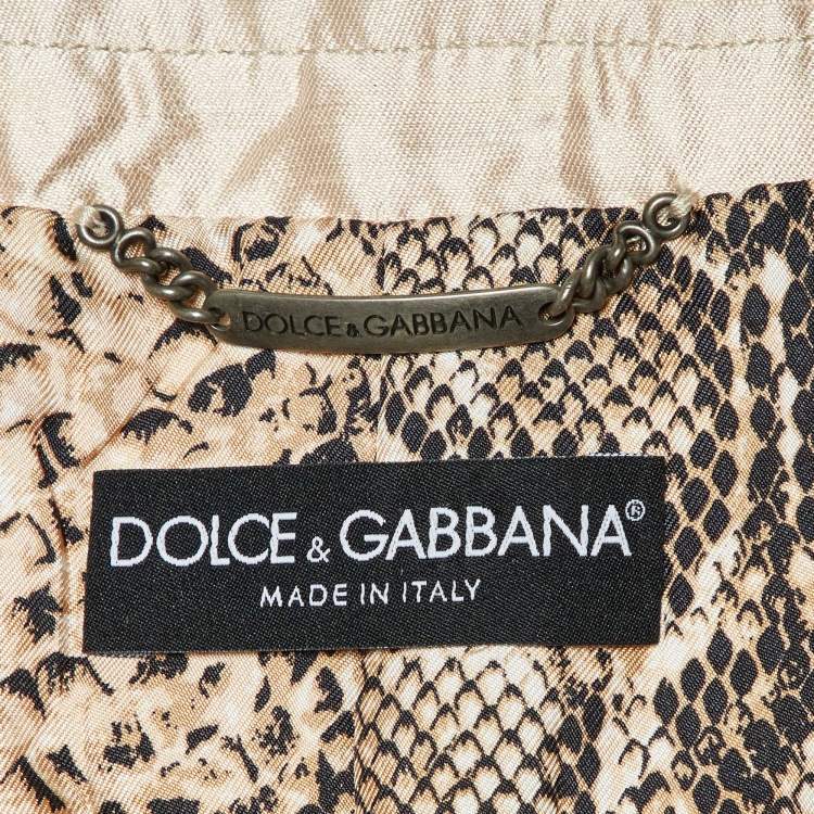 Pre Owned Dolce & Gabbana Beige Silk Blend Lurex Panel Detail Blazer M