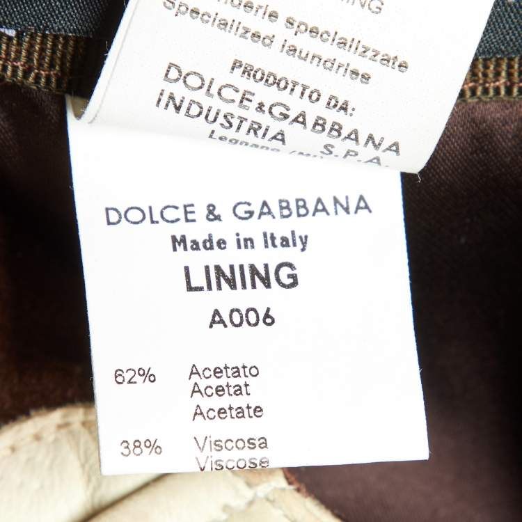 Pre Owned Dolce & Gabbana Brown Floral Applique Suede Midi Skirt M