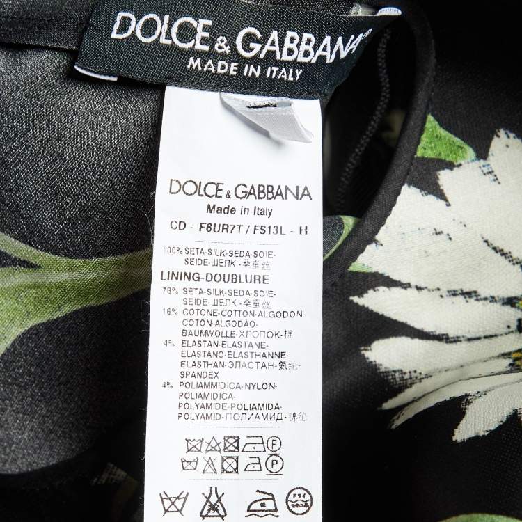 مملوكة مسبقًا Dolce & Gabbana Black Floral Print Silk Flared Short Dress M