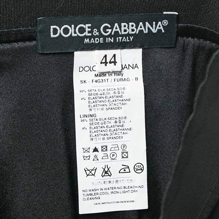 Pre Owned Dolce & Gabbana Black Satin Silk Pencil Skirt M