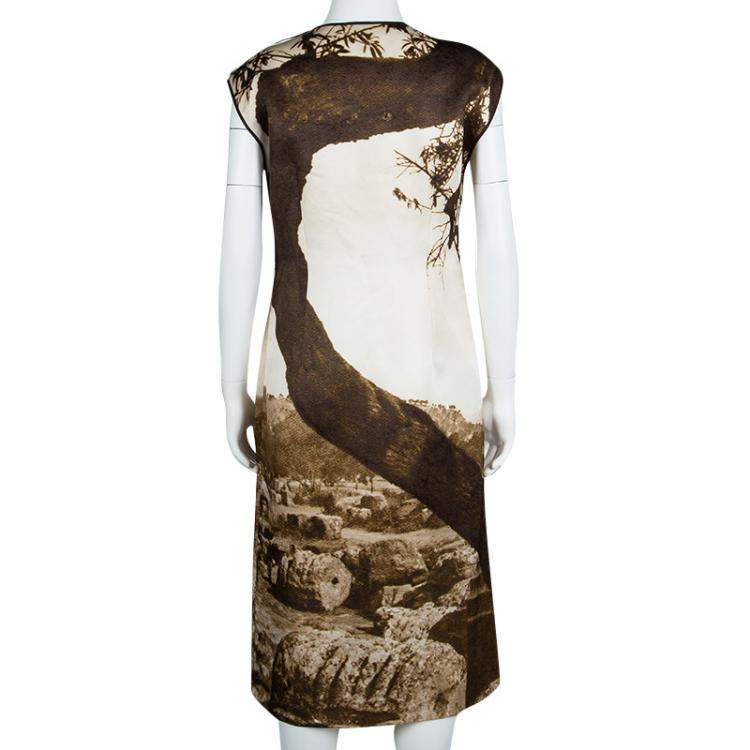 Pre Owned Dolce & Gabbana Spring'14 Digital Greek Temple Print Silk Dress M
