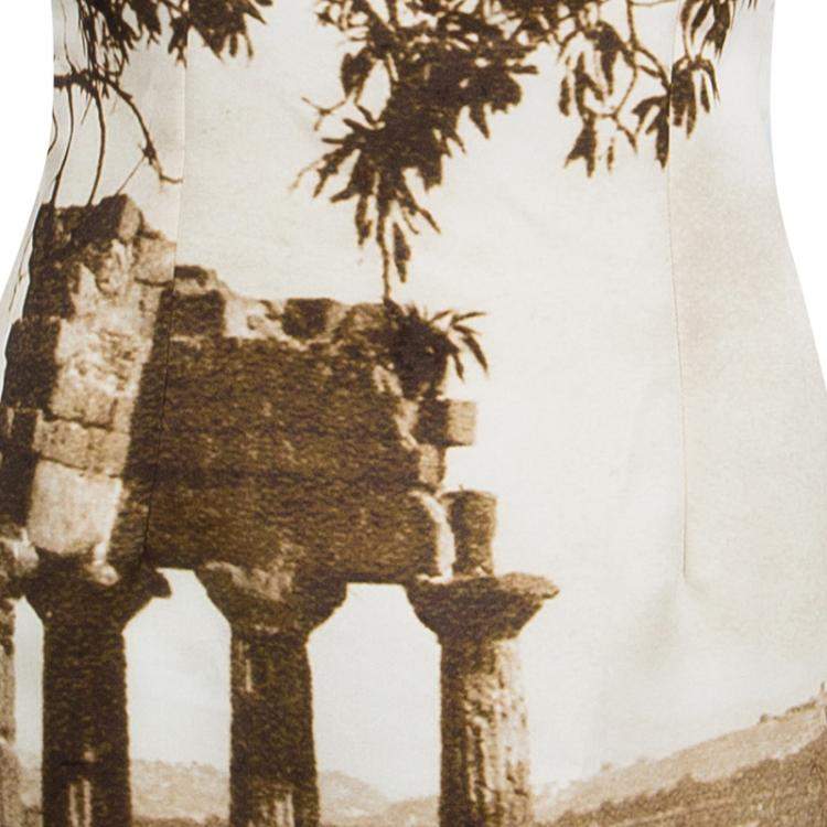 Pre Owned Dolce & Gabbana Spring'14 Digital Greek Temple Print Silk Dress M